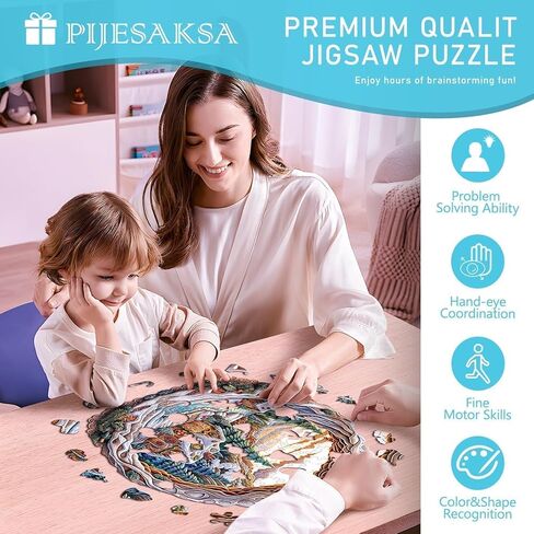 Wooden Puzzles for Adults - Snow House Puzzle, Flat Puzzle with 3D Visual Effect, Snowy Scene Wood Puzzles Adult, Wall Art Home Decor (L-13.4 * 13.2in 280 Pieces) in Saudi Arabia