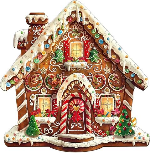 Wooden Puzzles for Adults - Snow House Puzzle, Flat Puzzle with 3D Visual Effect, Snowy Scene Wood Puzzles Adult, Wall Art Home Decor (L-13.4 * 13.2in 280 Pieces) in Saudi Arabia