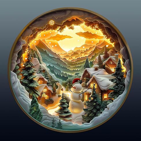 Wooden Puzzles for Adults - Snow House Puzzle, Flat Puzzle with 3D Visual Effect, Snowy Scene Wood Puzzles Adult, Wall Art Home Decor (L-13.4 * 13.2in 280 Pieces) in Saudi Arabia