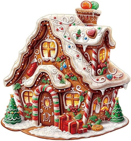 Wooden Puzzles for Adults - Snow House Puzzle, Flat Puzzle with 3D Visual Effect, Snowy Scene Wood Puzzles Adult, Wall Art Home Decor (L-13.4 * 13.2in 280 Pieces) in Saudi Arabia