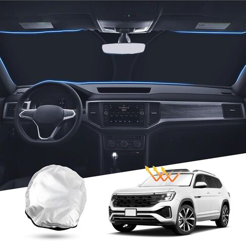 T TGBROS Windshield Sun Shade Custom Fit for 2016-2023 2024 Mazda CX9 CX-9 Accessories Foldable Sun Shield Reflective Polyester Sun Visor Cover Block Heat and Sun Protection in Kuwait