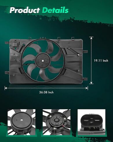 SCITOO Engine Radiator Cooling Fan Assembly Compatible with 2012-2017 for Buick for Verano 2.4L 2011-2016 for Chevrolet for Cruze 1.4L 2011-2015 for Chevrolet for Cruze 1.8L;Replace 622890 in Saudi Arabia