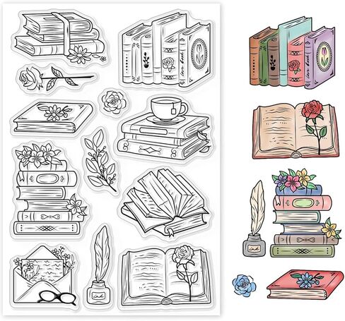 كتب عتيقة طوابع واضحة مغلفات زهور ريشة قلم حبر صندوق شفاف سيليكون طوابع DIY بها بنفسك لوازم سكرابوكينغ النقش ورقة بطاقة ألبوم الديكور الحرفية in Saudi Arabia