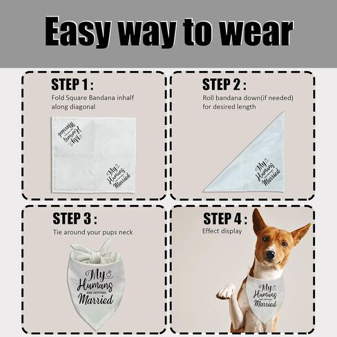 My Humans are Getting Married Dog Bandana، إكسسوارات لهدايا محبي الكلاب الأليفة، هدية خطوبة للكلاب، وشاح للحيوانات الأليفة، إكسسوارات للحيوانات الأليفة باللون الأسود in Kuwait