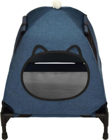 Pozico Elevated Pet Bed with Breathable Mesh for Small Cat and Dog, Raised Cooling Pet Cot for Puppy and Kitty, 18.9x18.9 inch (Black Bed) in Kuwait