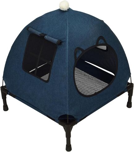 Pozico Elevated Pet Bed with Breathable Mesh for Small Cat and Dog, Raised Cooling Pet Cot for Puppy and Kitty, 18.9x18.9 inch (Black Bed) in Kuwait