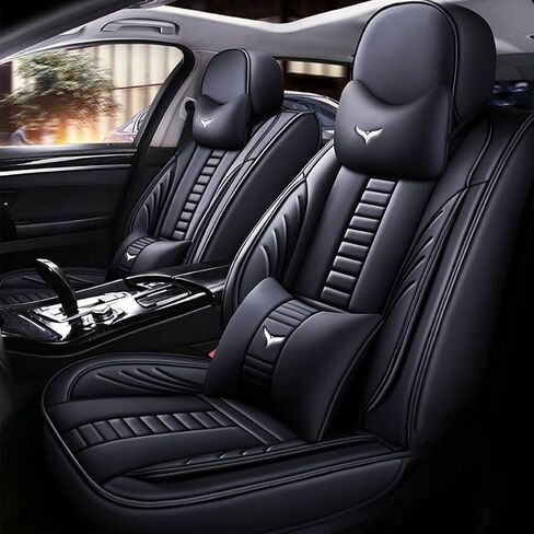 for Nissan Altima 2013-2025 Car Seat Covers, Full Coverage Customized Seat Covers Premium Leather Waterproof Stain-Resistant Easy to Install (Full Set with Pillows, Black) in Saudi Arabia