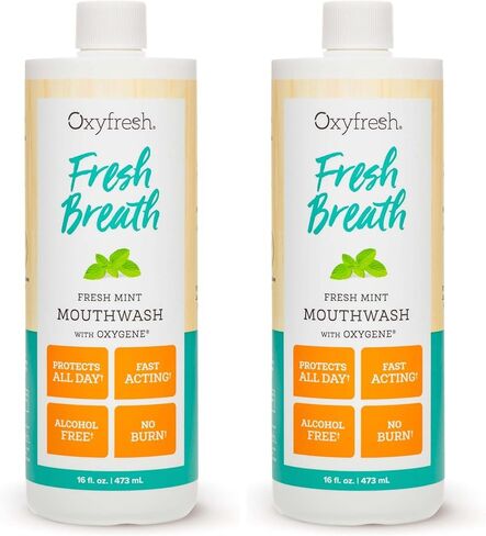 Oxyfresh Fresh Breath Fresh Mint Mouthwash – Dentist Recommended for Long-Lasting Fresh Breath & Healthy Gums | Alcohol & Fluoride Free (1-16 oz Bottle) in Kuwait