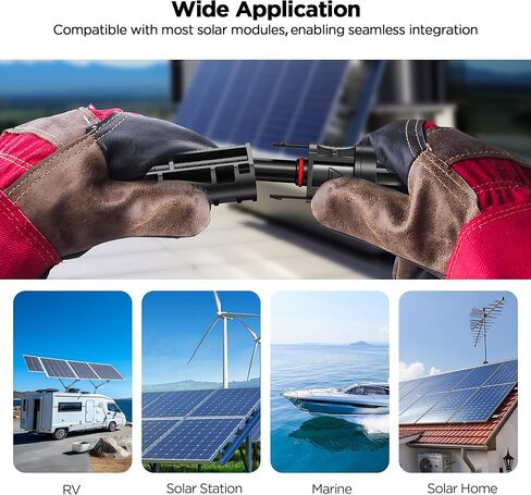 Mc4 Connector Extension Cable(20 Ft/10 AWG), 6mm² Oxygen-Free Pure Copper Core Wiring with Female & Male Waterproof Mc4 Connectors, Compatible with EcoFlow Solar Panel Systems, Set of 2 in Saudi Arabia