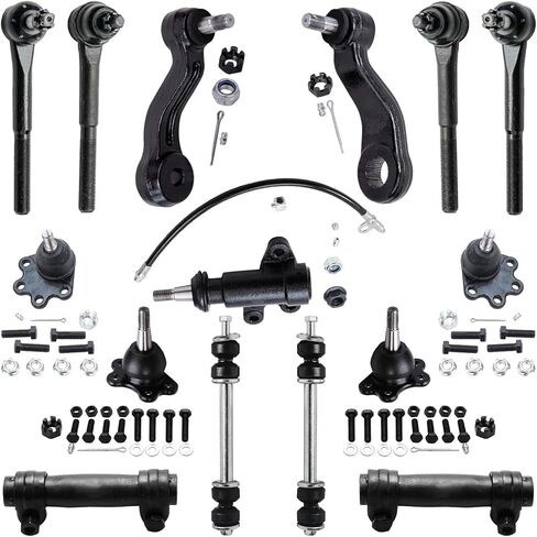 Detroit Axle - Front 15pc Suspension Kit for Chevy GMC K2500 K1500 Suburban Blazer Tahoe Yukon, Upper Lower Ball Joints Inner Outer Tie Rods Sway Bars Adjusting Sleeves Pitman & Idler Arm Replacement in Saudi Arabia
