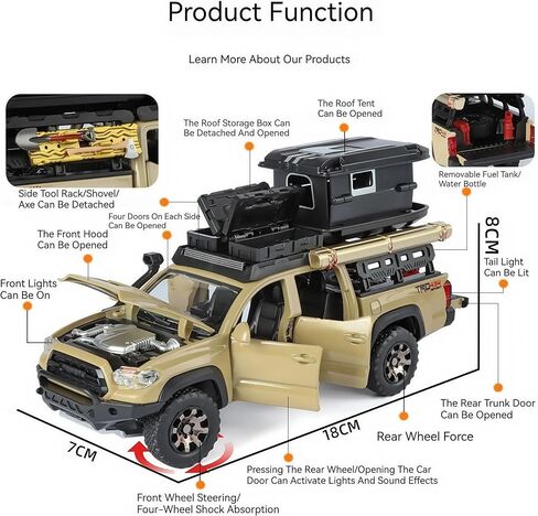 1/32 Alloy Toy Car, Off-Road Pull Back Car Model with Realistic Decorative Accessories & Open Doors, Realistic Collectible Toy Gift for Adults, Boys and Girls (Black) in Saudi Arabia