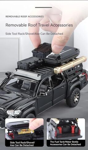 1/32 Alloy Toy Car, Off-Road Pull Back Car Model with Realistic Decorative Accessories & Open Doors, Realistic Collectible Toy Gift for Adults, Boys and Girls (Black) in Saudi Arabia