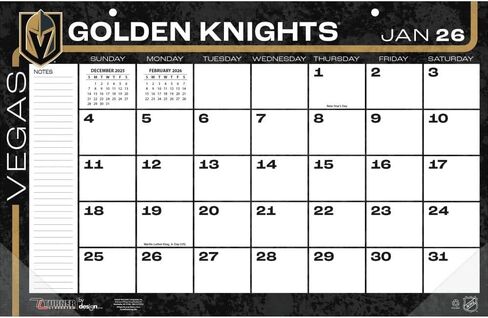 TURNER SPORTS Vegas Golden Knights 2026 17x11 Desk Calendar (26998901056) in Saudi Arabia