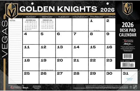 TURNER SPORTS Vegas Golden Knights 2026 17x11 Desk Calendar (26998901056) in Saudi Arabia