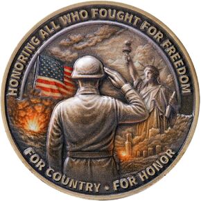 Saluting Soldier & Liberty Eagle Veterans Challenge Coin Honoring All Who Served Memorial Medallion Tribute Token for Service & Sacrifice Commemorative Military Keepsake Gift for Men & Women in Saudi Arabia