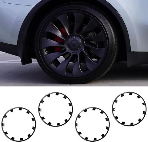 غطاء عجلة طراز Y لـ Tesla 19 بوصة واقي حافة العجلة Hubcap عجلة منع الخدش لعجلة 19 بوصة 4 قطع نموذج Y حافة حامي ABS حماية سهلة التركيب (أبيض، 19 بوصة) in Kuwait
