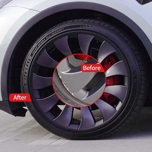 غطاء عجلة طراز Y لـ Tesla 19 بوصة واقي حافة العجلة Hubcap عجلة منع الخدش لعجلة 19 بوصة 4 قطع نموذج Y حافة حامي ABS حماية سهلة التركيب (أبيض، 19 بوصة) in Kuwait