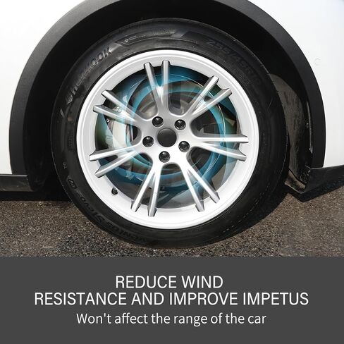 غطاء عجلة طراز Y لـ Tesla 19 بوصة واقي حافة العجلة Hubcap عجلة منع الخدش لعجلة 19 بوصة 4 قطع نموذج Y حافة حامي ABS حماية سهلة التركيب (أبيض، 19 بوصة) in Kuwait