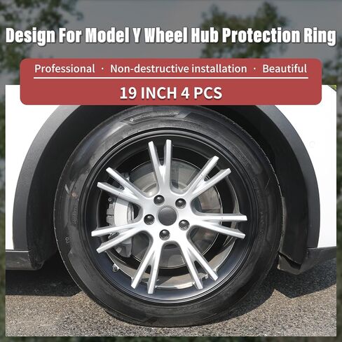Model Y Wheel Cover for Tesla 19 Inch Wheel Rim Protector Hubcap Wheel Scratch Prevention for 19inch Wheel 4PCS Model Y Rim Protector ABS Protection Easy Installation (White, 19 inch) in Kuwait
