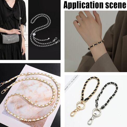 10 Yard x 7MM PU Leather Chain Strap for Women Purse Making Thin Gold Chain Roll String Strip with Black Leather for Jewelry DIY Crafting Supplies Shoulder Bag Handbag Wallet Handle Making in Saudi Arabia