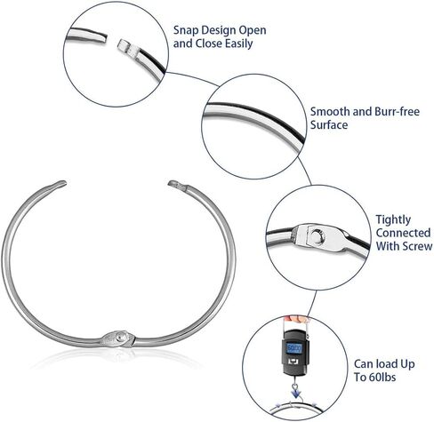 10 Pack Book Binder Rings 1.5 Inch Office Loose Leaf Ring Nickel Plated Silver in Saudi Arabia