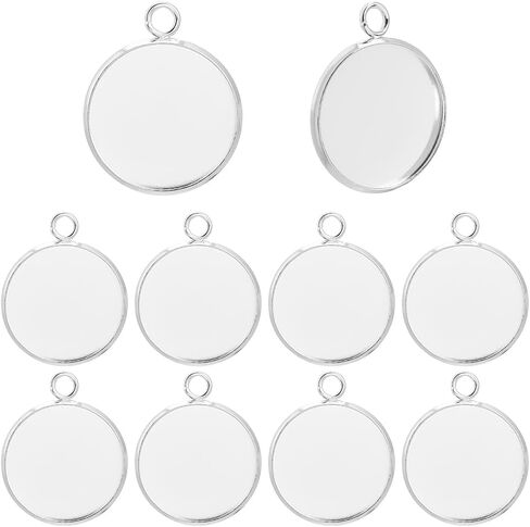 Beebeecraft 1 Box 40Pcs Flat Round Charm 24K Gold Plated Brass 12mm Blank Bezel Tray Charms Cabochon Settings with Loop for Jewelry Making in Saudi Arabia