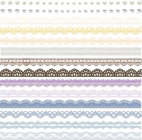 3 حزم ملونة من الدانتيل تقليم ملصق ديكور خمر الدانتيل صائق مع اللؤلؤ لزجة والأحجار الكريمة لسكرابوكينغ يوميات بطاقة دعوة الزفاف صنع الفنون والحرف اليدوية تغليف الهدايا (إيفا) in Kuwait