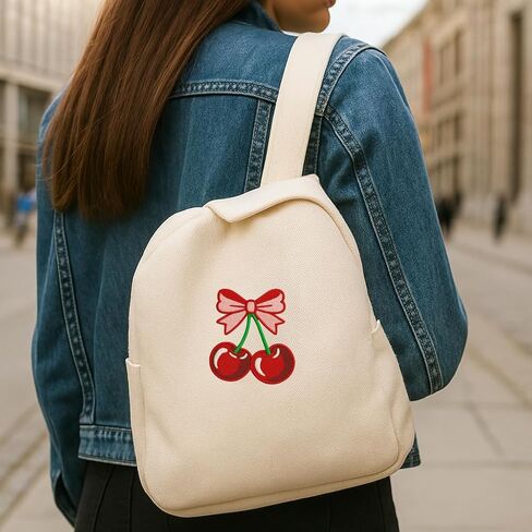 Red Cherry Bow Iron On Patch - Cherry Iron On Patches for Clothes - Funny Morale Patch - Applique Patches for Backpacks, Vest, DIY Applique, Trucker Hats, Clothes in Saudi Arabia