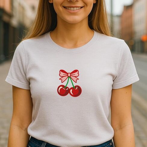 Red Cherry Bow Iron On Patch - Cherry Iron On Patches for Clothes - Funny Morale Patch - Applique Patches for Backpacks, Vest, DIY Applique, Trucker Hats, Clothes in Saudi Arabia