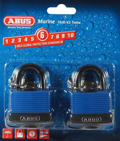 قفل ABUS 70/45 من النحاس الصلب في جميع الأحوال الجوية مطلي بزرار مختلف - أصفاد من الفولاذ المقاوم للصدأ in Kuwait