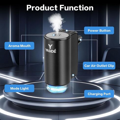 Smart Car Air Freshener, Car Air Freshener Diffuser, 3 adjustable fragrance modes, smart on/off, 8 refill bottles, 4 scents (1 set) in Kuwait