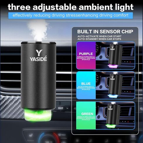 Smart Car Air Freshener, Car Air Freshener Diffuser, 3 adjustable fragrance modes, smart on/off, 8 refill bottles, 4 scents (1 set) in Kuwait