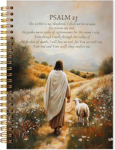 Christian Jesus Notebook, the Lord Is My Shepherd Psalm 23 Bible Verse Journal, Religious Scripture Spiral Notebook, Jesus Leaves the 99 Sheep Journal for Women, 5.5x8.3 in Saudi Arabia