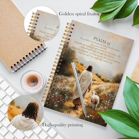 Christian Jesus Notebook, the Lord Is My Shepherd Psalm 23 Bible Verse Journal, Religious Scripture Spiral Notebook, Jesus Leaves the 99 Sheep Journal for Women, 5.5x8.3 in Saudi Arabia