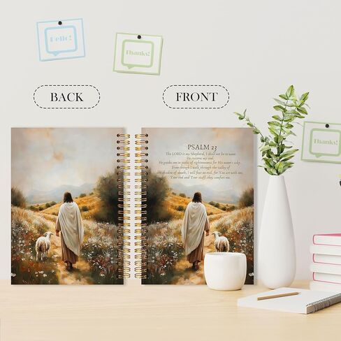 Christian Jesus Notebook, the Lord Is My Shepherd Psalm 23 Bible Verse Journal, Religious Scripture Spiral Notebook, Jesus Leaves the 99 Sheep Journal for Women, 5.5x8.3 in Saudi Arabia