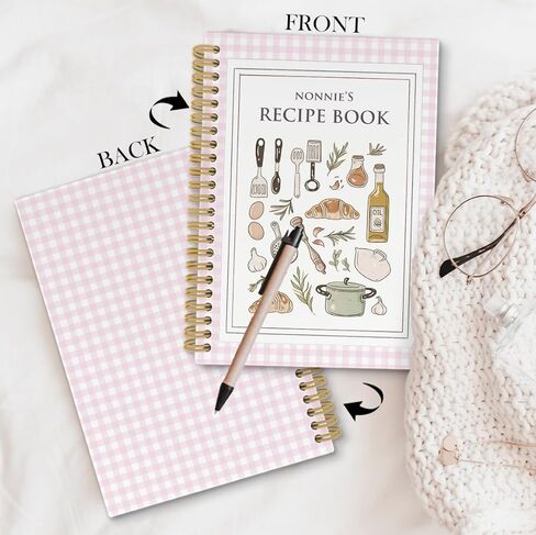 laveliabel Nonnie Gifts Spiral Notebook، كتاب وصفات للكتابة في وصفاتك الخاصة، كتاب طبخ وصفة Nonnie's Nonnie's، دفتر ملاحظات حلزوني لوصفات الجدة للمطبخ، 5.5x8.3 بوصة (وردي) in Kuwait
