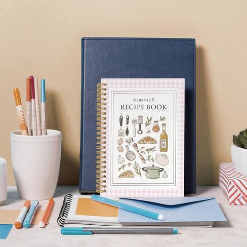 laveliabel Nonnie Gifts Spiral Notebook، كتاب وصفات للكتابة في وصفاتك الخاصة، كتاب طبخ وصفة Nonnie's Nonnie's، دفتر ملاحظات حلزوني لوصفات الجدة للمطبخ، 5.5x8.3 بوصة (وردي) in Kuwait
