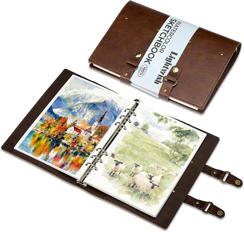 Lightwish Watercolor Sketchbook,100% Cotton Acid Free Watercolor Journal,300gsm/140lb Hot Press Watercolor Paper for Artists,Adults,Students,20 Sheets,5.8 * 8.2 Inches Paper in Saudi Arabia
