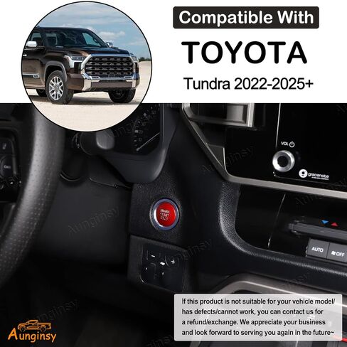 غطاء ملصق مفتاح تشغيل المحرك Aunginsy متوافق مع Toyota Tundra 2022-2025 من سبائك الألومنيوم مفتاح تشغيل الإشعال ومقبض مفتاح الزخرفة الدائري والإكسسوارات الداخلية in Saudi Arabia