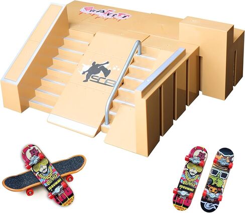 8-in-1 Fingerboard Skate Park Kit with 2 Mini Fingerboards, DIY Finger Skateboard Ramp Set for Kids Ages 5+ in Saudi Arabia