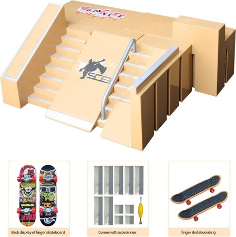 8-in-1 Fingerboard Skate Park Kit with 2 Mini Fingerboards, DIY Finger Skateboard Ramp Set for Kids Ages 5+ in Saudi Arabia