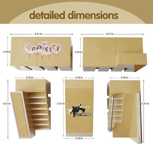 8-in-1 Fingerboard Skate Park Kit with 2 Mini Fingerboards, DIY Finger Skateboard Ramp Set for Kids Ages 5+ in Saudi Arabia