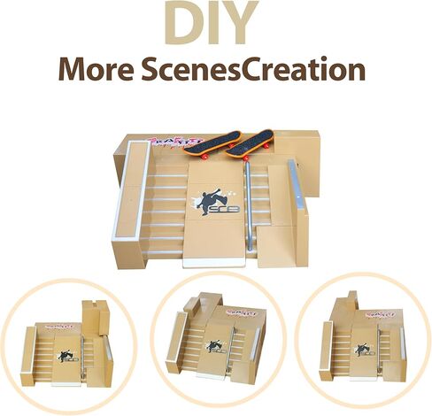 8-in-1 Fingerboard Skate Park Kit with 2 Mini Fingerboards, DIY Finger Skateboard Ramp Set for Kids Ages 5+ in Saudi Arabia