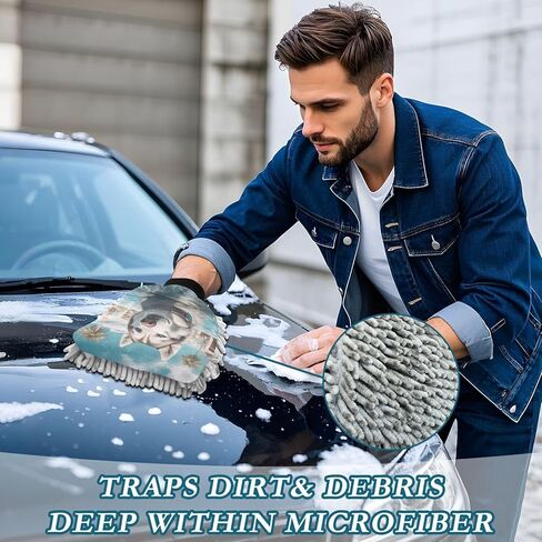 AIXIWAWA Car Wash Mitt Washing Glove Scratch Free Water Absorbent 2 Pack Large Husky Pool Print in Kuwait
