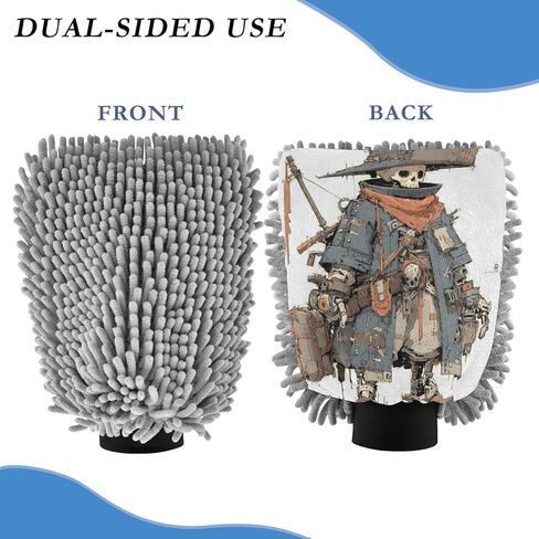 AIXIWAWA Travel Skull Print Car Wash Mitt Washing Glove Scratch Free Water Absorbent 2 Pack Large in Saudi Arabia