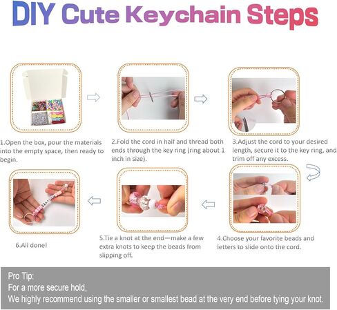 EMYNBO 568 Pcs Bead Keychain Making Kit with Alphabet Letter Beads DIY Craft for Personalized Gift, School Activity, Bag Charm, Backpack Accessories Girls Boys (Candy Color) in Saudi Arabia