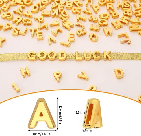 400 قطعة من الخرز الذهبي بأحرف كبيرة من Augshy، خرز على شكل حرف أبجدي كبير مختلط من A-Z لصنع المجوهرات والأساور والقلائد وسلاسل المفاتيح وأربطة الحذاء وديكور الحفلات (9 × 12 مم) in Kuwait