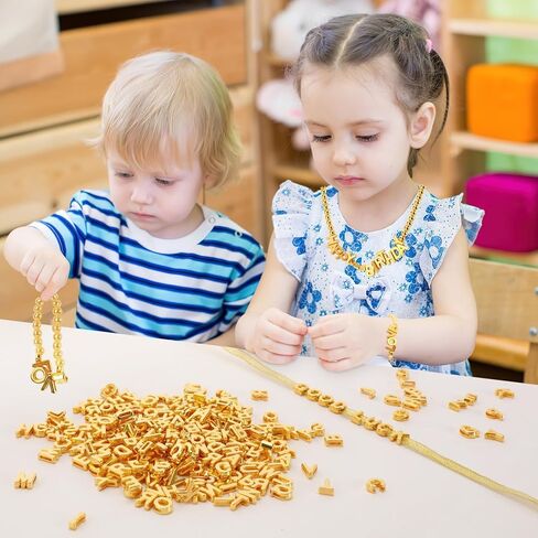 400 قطعة من الخرز الذهبي بأحرف كبيرة من Augshy، خرز على شكل حرف أبجدي كبير مختلط من A-Z لصنع المجوهرات والأساور والقلائد وسلاسل المفاتيح وأربطة الحذاء وديكور الحفلات (9 × 12 مم) in Kuwait