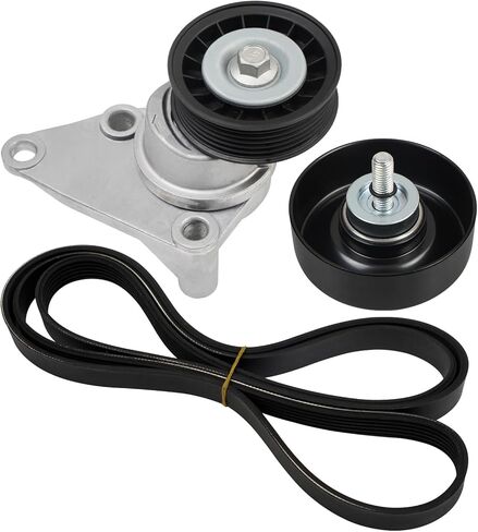 Complete Serpentine Belt Drive Kit Compatible with Chevy Silverado/GMC Sierra 1500-3500, Suburban, Tahoe, Yukon, Escalade 2002-2008 Belt Tensioner Kit – Replaces OE 12609719, 12555609 in Saudi Arabia