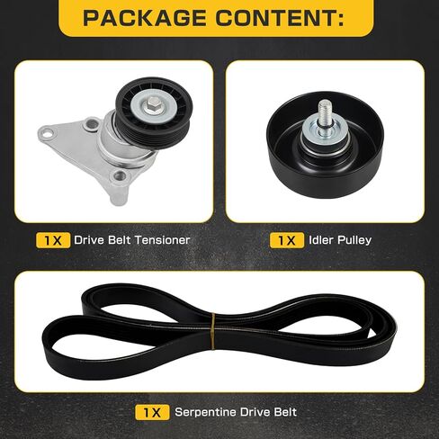 Complete Serpentine Belt Drive Kit Compatible with Chevy Silverado/GMC Sierra 1500-3500, Suburban, Tahoe, Yukon, Escalade 2002-2008 Belt Tensioner Kit – Replaces OE 12609719, 12555609 in Saudi Arabia
